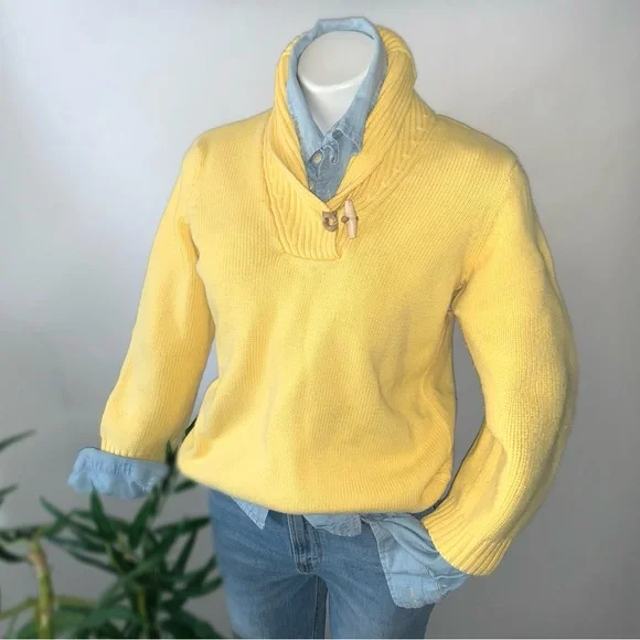 v i n t a g e :: Preppy Cotton Toggle Cowl Knit Sweater - Picture 11 of 11
